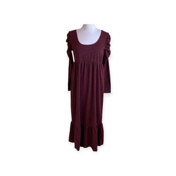 Betsey Johnson Metallic Rib Midi Dress Wine Size S - Picture 2 of 10